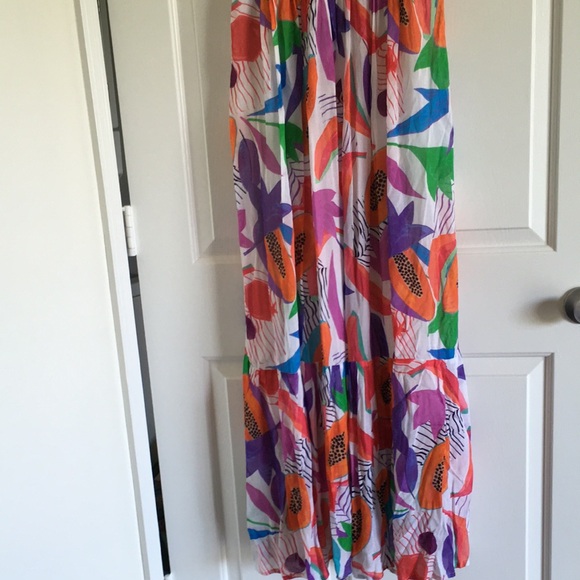 Oliphant ruffle neck maxi dress in papaya floral print M - Picture 10 of 13
